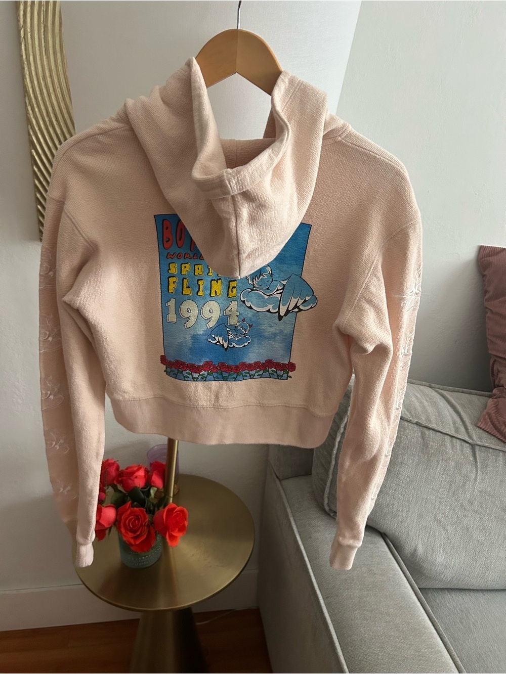 Boys Lie Word Tour Beige Cropped Hoddie XS - Picture 3 of 11